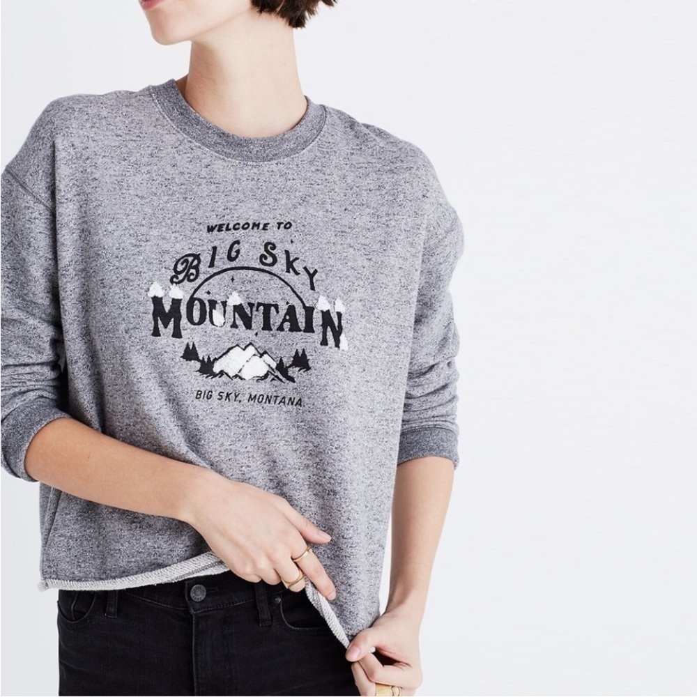 Madewell Big Sky Montana Cut Off Sweatshirt Gray Size Medium